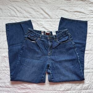Talbots Y2k women's denim blue high rise stretch wide leg jeans size 10P preppy